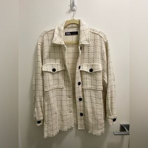 Zara white and black knit jacket